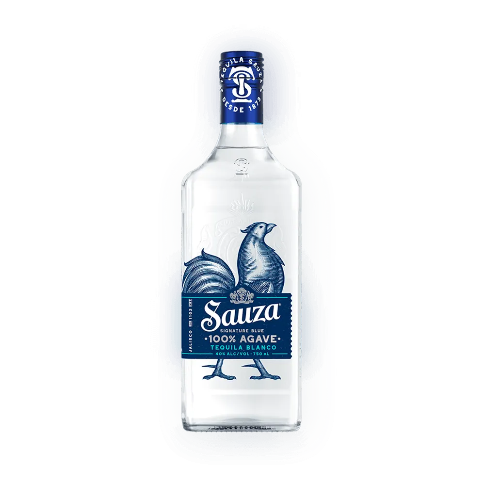tequila bottle blue blanco sauza